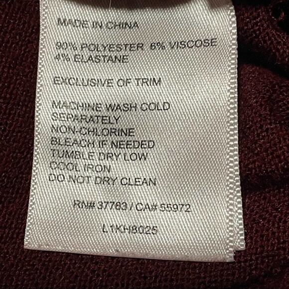 Laundry by Shelli Segal Maroon Lightweight Knit Sweater Top Varsity Style Size M - Picture 7 of 11